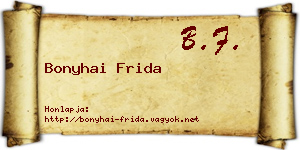 Bonyhai Frida névjegykártya